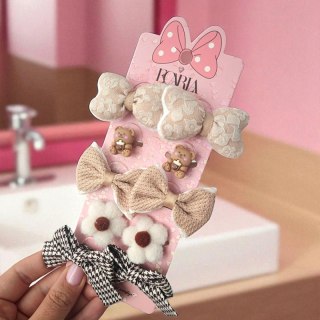 Zestaw frotek gumek do włosów 10w1 na plakietce, KOKARDKI, MIŚ GUM171