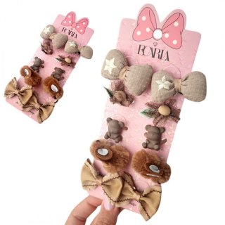 Zestaw frotek gumek do włosów 10w1 na plakietce, KOKARDKI, królik GUM170