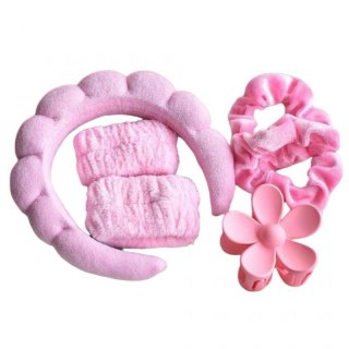 Zestaw kosmetyczny, opaska na głowę i nadgarstki, gumki i spinka do włosów O539R