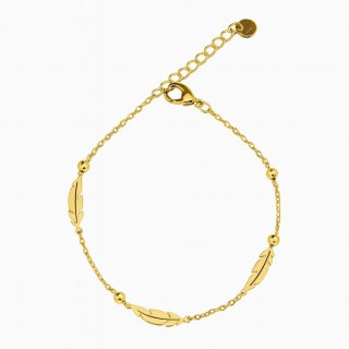 Bransoletka na rękę stal chirurgiczna pozłacana 14k złotem PIÓRKA BST1396