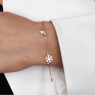 Bransoletka rodowane srebro S925 Śnieżynki BST927