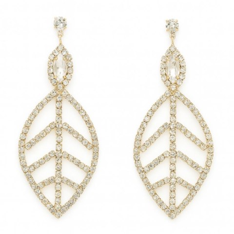 Kolczyki kryształowe, ozdobne, wiszące złote K1503Z