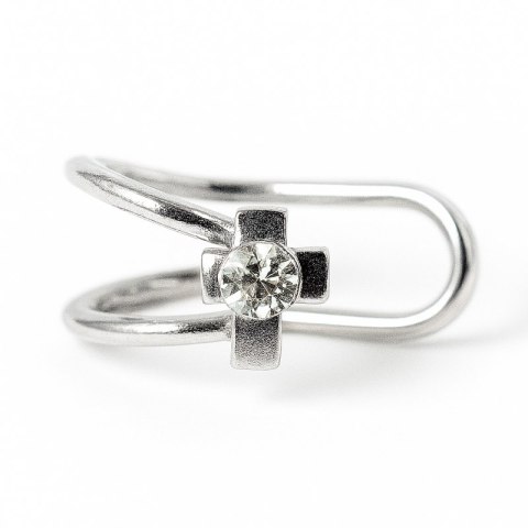 Kolczyki nausznica srebrny krzyżyk cyrkonią K691WZ3S