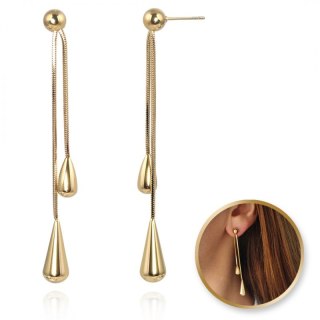 Kolczyki ze stali szlachetnej platerowane 14k złotem ŁEZKI wiszące KST3349