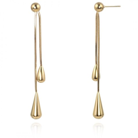 Kolczyki ze stali szlachetnej platerowane 14k złotem ŁEZKI wiszące KST3349