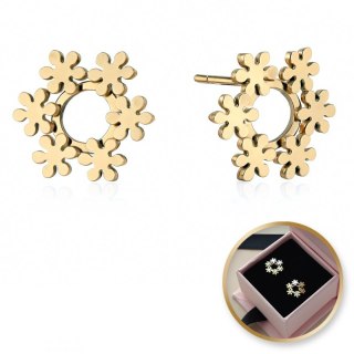 Kolczyki ze stali szlachetnej pozłacane 14k złotem, KST2093