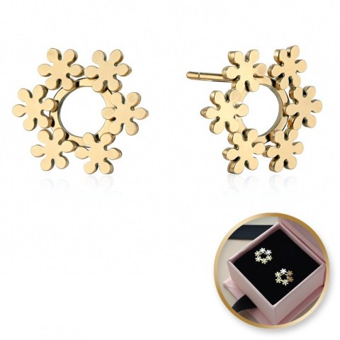 Kolczyki ze stali szlachetnej pozłacane 14k złotem, KST2093