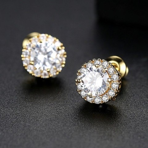 Kolczyki ze stali szlachetnej pozłacane 14k złotem, z cyrkoniami KST2859