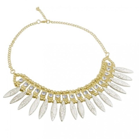 Kolia łezki geometria, naszyjnik marmurek biały z cyrkoniami N215B