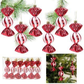 Komplet bombek cukierki 6szt w opakowaniu 8,5cm, bombki na choinkę KSN94