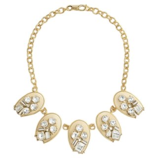 Naszyjnik kolia kremowy cyrkonie, złoty łańcuch N105