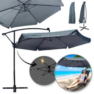 Parasol ogrodowy z oświetleniem SOLAR LED, wysięgnik i falbanka, grafitowy 3,5 m. OGP11SZ