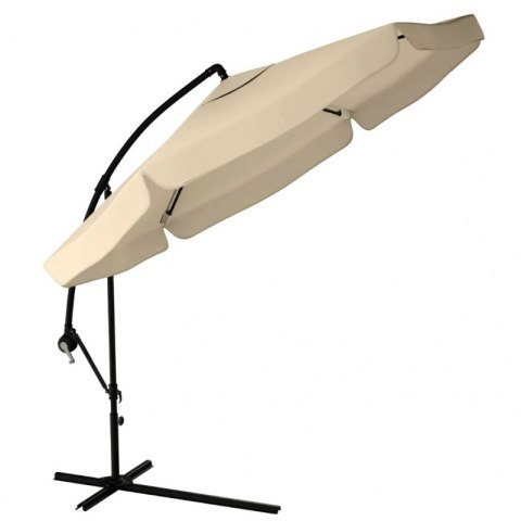 Parasol ogrodowy z oświetleniem SOLAR LED, wysięgnik i falbanka, kremowy 3,5 m. OGP11K