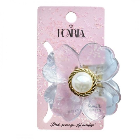 Spinka do włosów klamra XL kwiat transparentny złoty perła 6,5 x 6,5 cm SP271