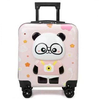 WALIZKA DZIECIĘCA KABINOWA BAGAŻ DZIECI z szyfrem panda różowa WP08
