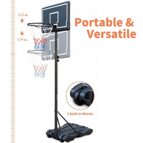 Wolnostojący kosz do koszykówki z regulacja wysokości od 1,79 do 2,13 m. AR13