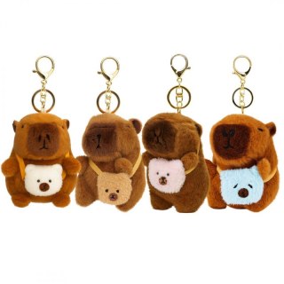 Brelok do kluczy pluszowa piszcząca Kapibara z torebką, LOSOWY KOLOR BRL387