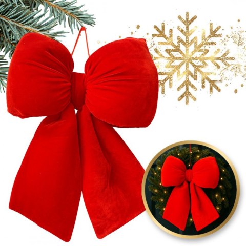 Czerwona kokarda, aksamitna, ozdoba świąteczna 29x33cm WOZ43
