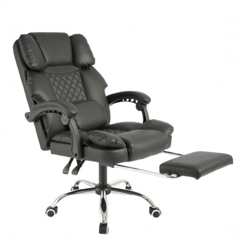 Fotel biurowy obrotowy MASTER PRESTIGE, podnóżek i masażer- ecoskóra czarny KO42CZ