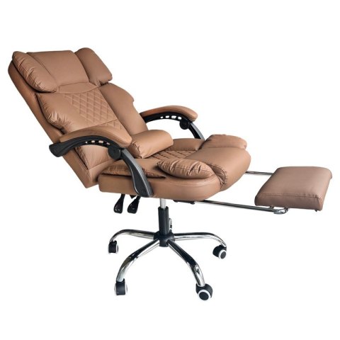 Fotel biurowy obrotowy MASTER PRESTIGE, podnóżek i masażer- ecoskóra kawowy KO42CAP