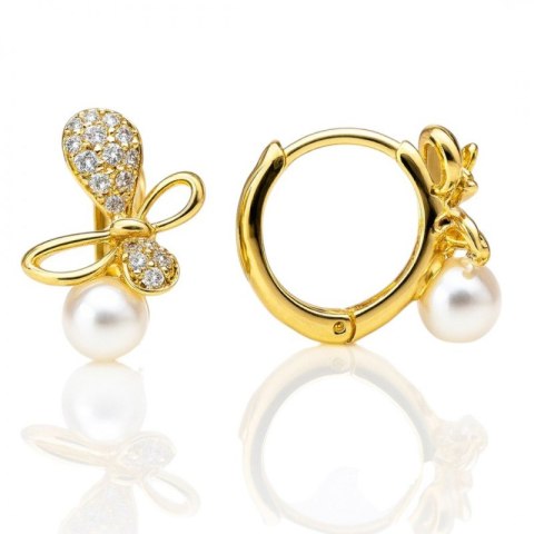 Kolczyki ze stali szlachetnej platerowane 14k złotem, zapięcie angielskie KST3468