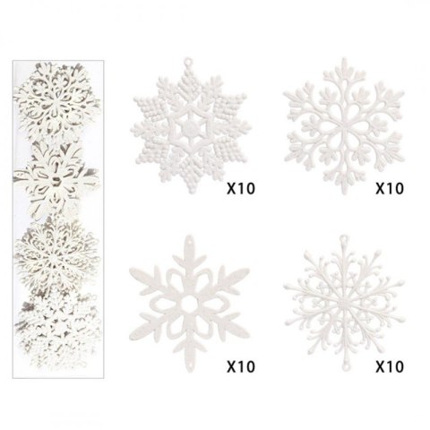 Komplet 40 sztuk ozdób bożonarodzeniowych w opakowaniu średnica 10cm białe BSN59