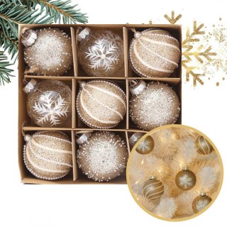 Komplet 9 sztuk bombek w opakowaniu 7cm złote, bombki na choinkę BSN18