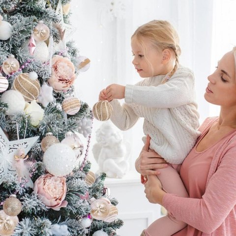 Komplet 9 sztuk bombek w opakowaniu 7cm złote, bombki na choinkę BSN18