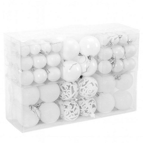 Komplet bombek 100szt. w opakowaniu białe, bombki na choinkę BSN40