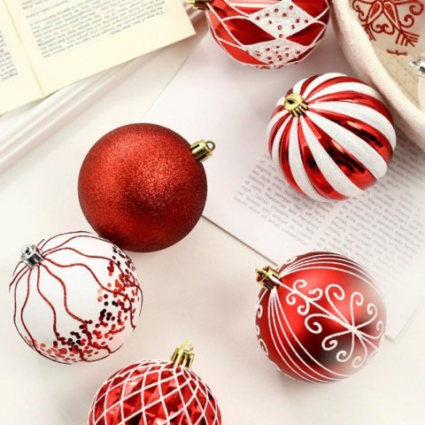Komplet bombek 16szt w opakowaniu 8cm białe, czerwone, bombki na choinkę BSN57