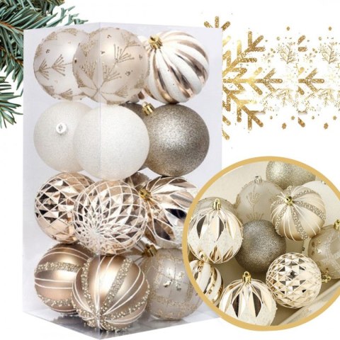 Komplet bombek 16sztuk w opakowaniu 8cm złote, bombki na choinkę BSN43