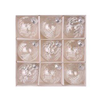 Komplet bombek 9 szt. opakowaniu białe 8cm, bombki na choinkę BSN42