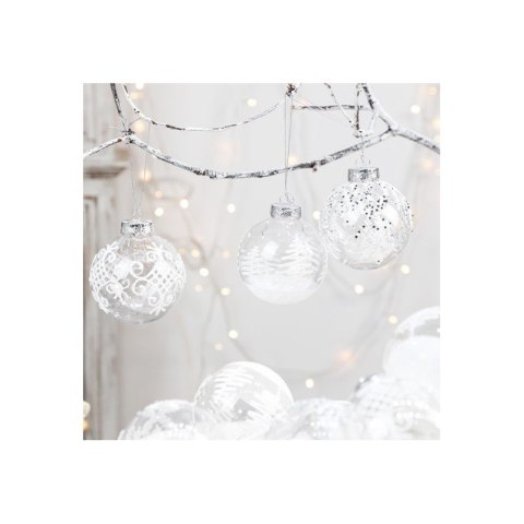 Komplet bombek 9 szt. opakowaniu białe 8cm, bombki na choinkę BSN42