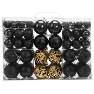 Komplet bombek bożonarodzeniowych 100szt. w opakowaniu czarne złote BSN65