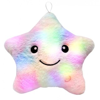 Poduszka w kształcie Gwiazdki Róż Ombre LED, piękna welurowa 40x35 cm PDS20