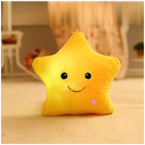 Poduszka w kształcie Gwiazdki Żółta Ombre LED, piękna welurowa 40x35 cm PDS19