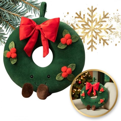Poduszka w kształcie Świątecznej Girlandy Wieniec, piękna welurowa 45 cm PDS18