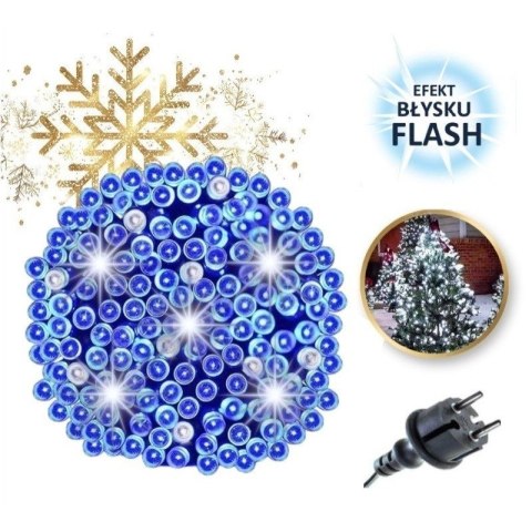 Światełka lampki 100 LED NIEBIESKI, FLASH BIAŁY LAMP08N