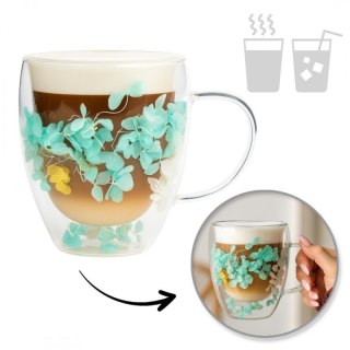 Szklanka termiczna z kwiatami w środku, hortensje zielone 300 ml 1szt SZK179ZIE