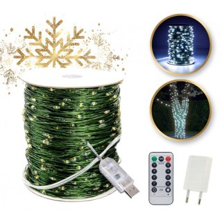Zewnętrzne/ wewnętrzne lampki choinkowe drucik 1000 LED 100m, zimne białe LAMP35B