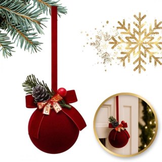 Bombka zawieszka na choinkę z kokardą i stroikiem, 1 sztuka 22cm WOZ48