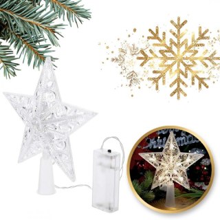 Czubek na choinkę, gwiazda LED 15cm BOŻE NARODZENIE biała KSN205