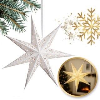 DUŻA GWIAZDA PAPIEROWA ŚWIĄTECZNA AŻUROWA biała 60 cm WITRAŻ 3D WG12