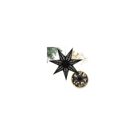 DUŻA GWIAZDA PAPIEROWA ŚWIĄTECZNA AŻUROWA welurowa czarna 35 cm WITRAŻ 3D WG15
