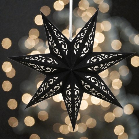 DUŻA GWIAZDA PAPIEROWA ŚWIĄTECZNA AŻUROWA welurowa czarna 45 cm WITRAŻ 3D WG16