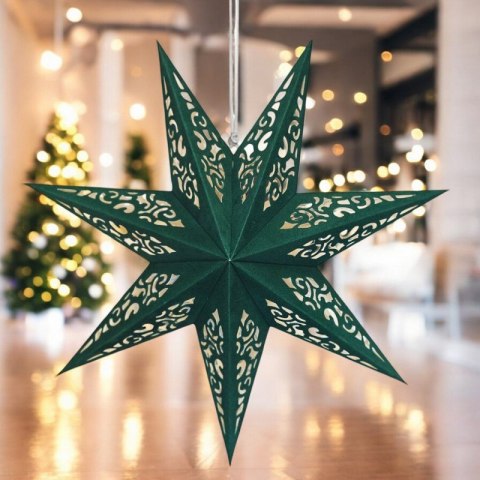 DUŻA GWIAZDA PAPIEROWA ŚWIĄTECZNA AŻUROWA welurowa zielona 35 cm WITRAŻ 3D WG05