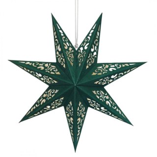 DUŻA GWIAZDA PAPIEROWA ŚWIĄTECZNA AŻUROWA welurowa zielona 60 cm WITRAŻ 3D WG14