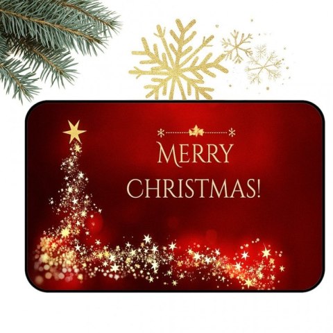 Dywanik wycieraczka świąteczna MERRY CHRISTMAS, czerwona w gwiazdki 60x90cm DYW14