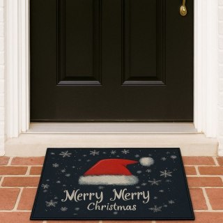 Dywanik wycieraczka świąteczna MERRY MERRY CHRISTMAS czarna 60x90cm DYW15