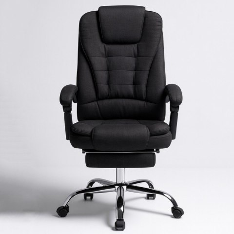 Fotel biurowy obrotowy BOSS z podnóżkiem - czarny MATERIAŁ KO22CZ-MAT